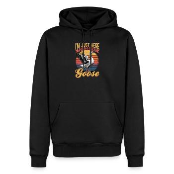 Funny Bird Goose - Männer Premium Bio Hoodie - Schwarz - Vorne - Nico (187cm)