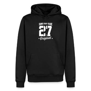27 Geburtstag - Männer Premium Bio Hoodie - Schwarz - Vorne - Nico (187cm)