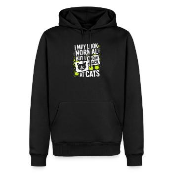 Katze I May Look Normal I Meow Back At Cats Katzen - Männer Premium Bio Hoodie - Schwarz - Vorne - Nico (187cm)