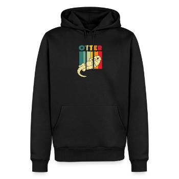 Dessin animé rétro de la loutre de mer - Sweat à capuche Premium bio Homme - noir - Devant - Nico (187cm)