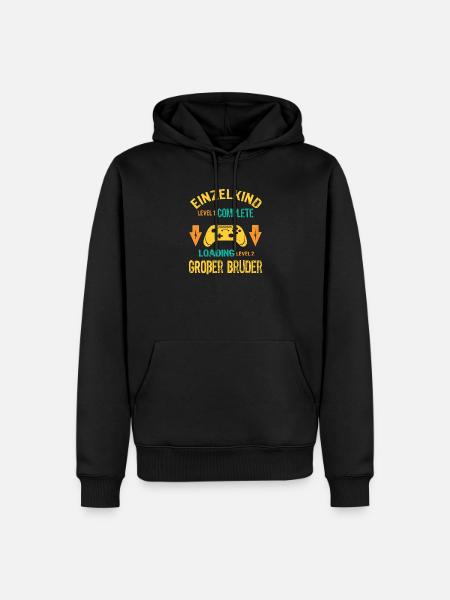 Einzelkind Complete - Loading Großer Bruder 2026 - Männer Premium Bio Hoodie - Schwarz