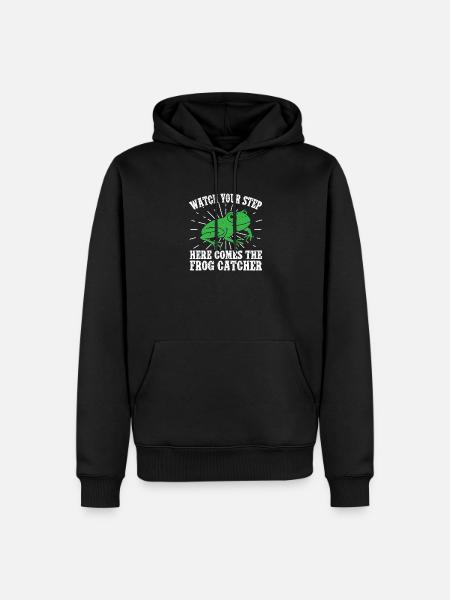 Frog Catcher Watch Your Step Frog - Männer Premium Bio Hoodie - Schwarz