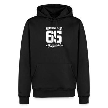 65 Birthday - Men’s Premium Organic Hoodie - black - Front - Nico (187cm)