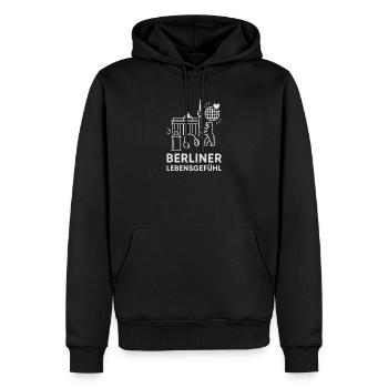 Berliner Lebensgefühl Emblem - Männer Premium Bio Hoodie - Schwarz - Vorne - Nico (187cm)