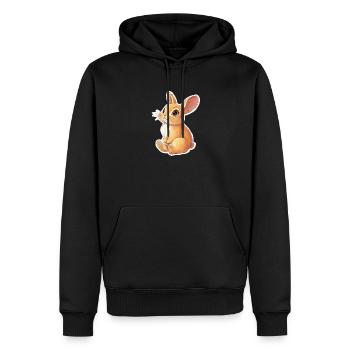 Hase - Männer Premium Bio Hoodie - Schwarz - Vorne - Nico (187cm)