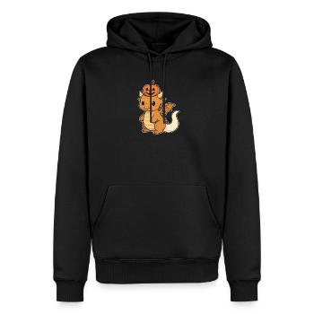 Citrouille Dragon Kawaii Halloween - Sweat à capuche Premium bio Homme - noir - Devant - Nico (187cm)