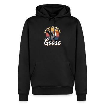 Funny Bird Goose - Männer Premium Bio Hoodie - Schwarz - Vorne - Nico (187cm)