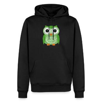 Grüne Eulen Cartoon - Männer Premium Bio Hoodie - Schwarz - Vorne - Nico (187cm)