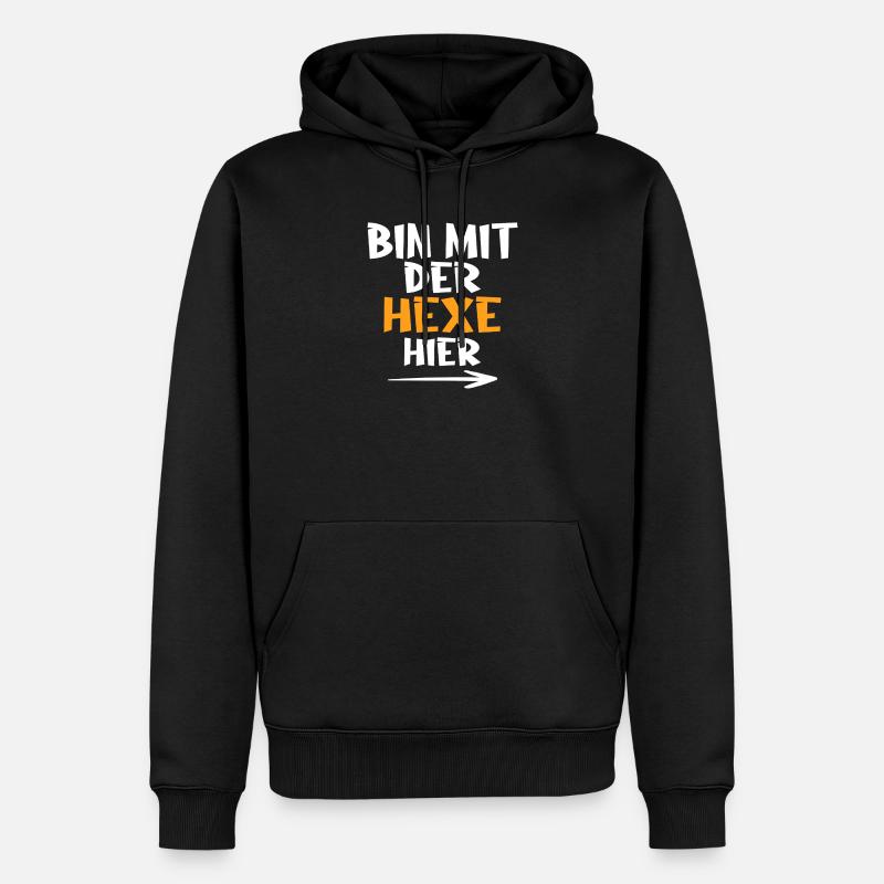 Bin mit der Hexe hier - Männer Premium Bio Hoodie - Schwarz