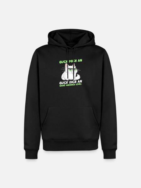 Guck Mich An Ganz Anderes Level Katzen - Männer Premium Bio Hoodie - Schwarz