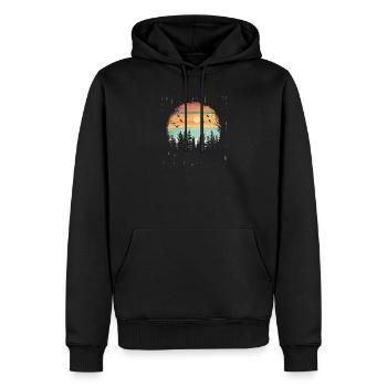 Retro Outdoor Wilderness Bärenbäume - Männer Premium Bio Hoodie - Schwarz - Vorne - Nico (187cm)