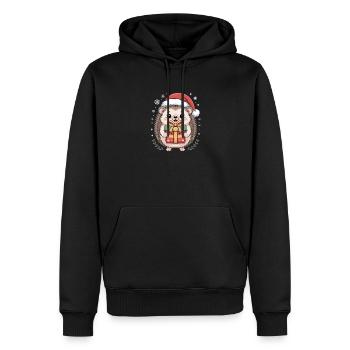 Weihnachtlicher Igel Mit Mütze Und Päckchen - Männer Premium Bio Hoodie - Schwarz - Vorne - Nico (187cm)