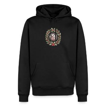 Weihnachtlicher Igel Im Stechpalmenkranz - Männer Premium Bio Hoodie - Schwarz - Vorne - Nico (187cm)