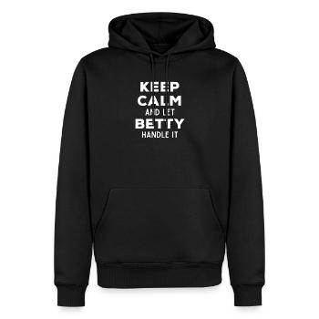 Restez calme Laissez Betty le réparer Dicton drôle - Sweat à capuche Premium bio Homme - noir - Devant - Nico (187cm)
