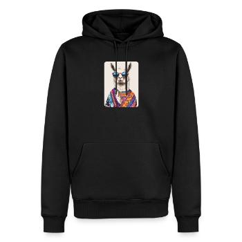 lama - Sweat à capuche Premium bio Homme - noir - Devant - Nico (187cm)
