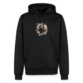 Löwe Muskeln Bodybuilding Gym - Männer Premium Bio Hoodie - Schwarz - Vorne - Nico (187cm)