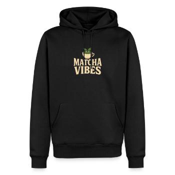 Matcha Vibes – Chemise d’amoureux du thé vert - Sweat à capuche Premium bio Homme - noir - Devant - Nico (187cm)