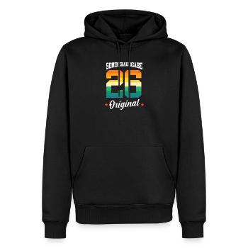 26 Geburtstag - Männer Premium Bio Hoodie - Schwarz - Vorne - Nico (187cm)