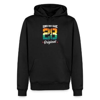 28 Anniversaire - Sweat à capuche Premium bio Homme - noir - Devant - Nico (187cm)