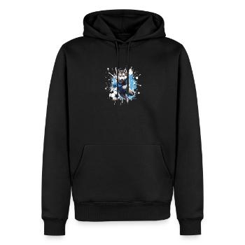 Équipe de football Husky Dog - Sweat à capuche Premium bio Homme - noir - Devant - Nico (187cm)