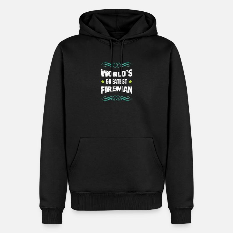 Weltbester Feuerwehrmann - Männer Premium Bio Hoodie - Schwarz