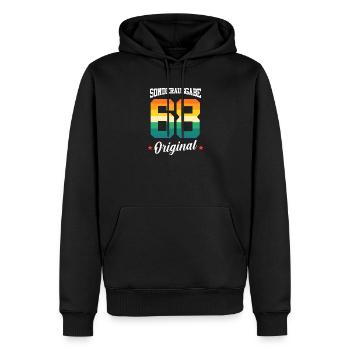 68 Anniversaire - Sweat à capuche Premium bio Homme - noir - Devant - Nico (187cm)