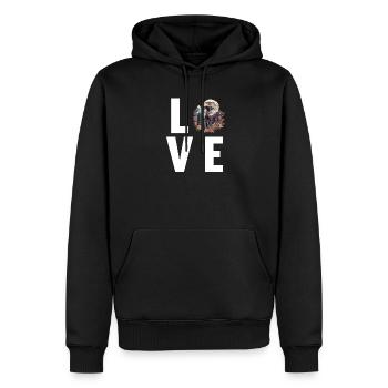 Adler - Männer Premium Bio Hoodie - Schwarz - Vorne - Nico (187cm)