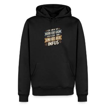 Je ne suis pas oublieux – je ne fais que filtrer - Sweat à capuche Premium bio Homme - noir - Devant - Nico (187cm)