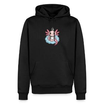 Axolotl Mit Kaffee Auf Wolke Kawaii Morgenkaffee - Männer Premium Bio Hoodie - Schwarz - Vorne - Nico (187cm)