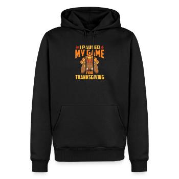 J’ai mis mon jeu en pause pour Thanksgiving Gamer Fall - Sweat à capuche Premium bio Homme - noir - Devant - Nico (187cm)