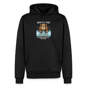AMOUREUX DU CASTOR MÂCHER ARTISANAT CRÉATION - Sweat à capuche Premium bio Homme - noir - Devant - Nico (187cm)