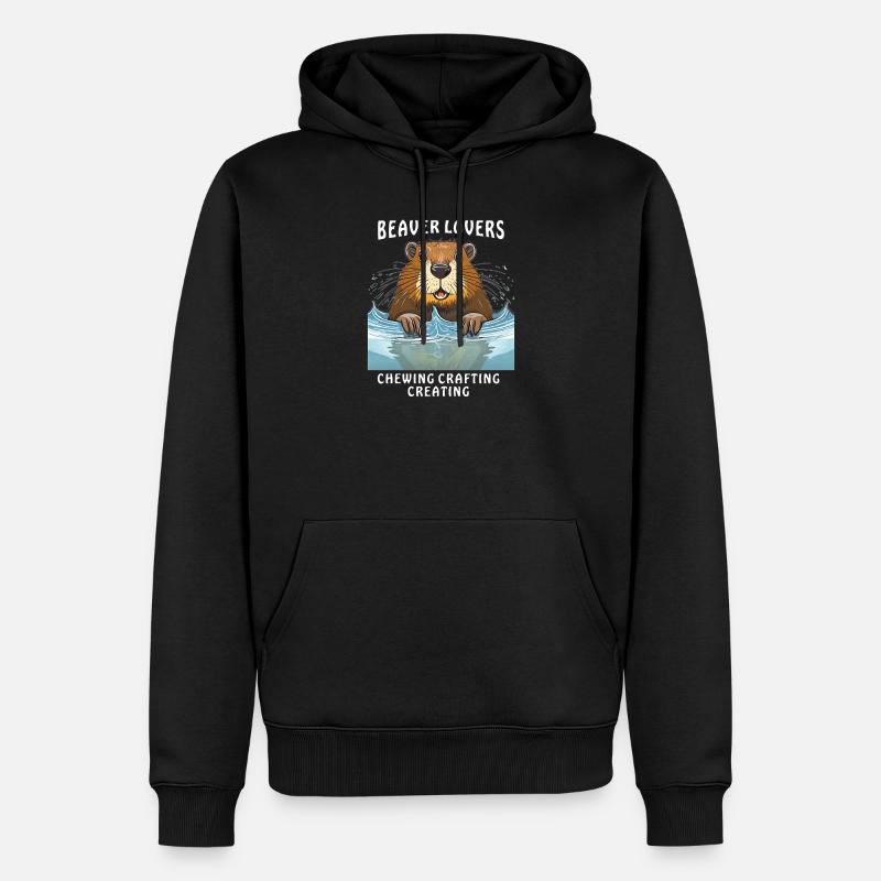 BEAVER LOVERS CHEWING CRAFTING CREATING - Männer Premium Bio Hoodie - Schwarz