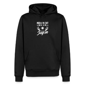 Nerve not – I'm on the hunt hunter saying - Men’s Premium Organic Hoodie - black - Front - Nico (187cm)