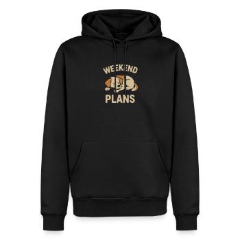 Plans de week-end – Motif du chien endormi - Sweat à capuche Premium bio Homme - noir - Devant - Nico (187cm)