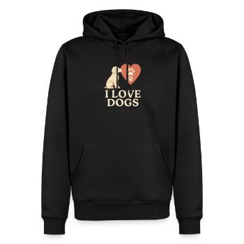 J’aime les chiens – Dog Lover Design - Sweat à capuche Premium bio Homme - noir - Devant - Nico (187cm)
