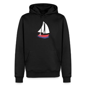 Voilier design nautique Serenity en coque rouge - Sweat à capuche Premium bio Homme - noir - Devant - Nico (187cm)
