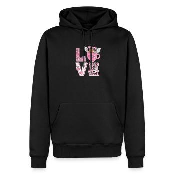  Liebevolle Rosa Teddybär XOXO Illustration für - Männer Premium Bio Hoodie - Schwarz - Vorne - Nico (187cm)