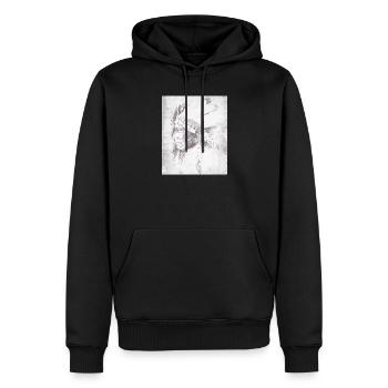 Chef indigène en plumes gris - Sweat à capuche Premium bio Homme - noir - Devant - Nico (187cm)