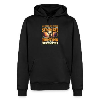 Nur der Stärkste geht auf die Jagd Lustiges Zitat - Männer Premium Bio Hoodie - Schwarz - Vorne - Nico (187cm)