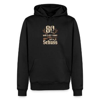 Jäger 80. Geburtstag Jagd 80 Jahre gut in Schuss - Männer Premium Bio Hoodie - Schwarz - Vorne - Nico (187cm)
