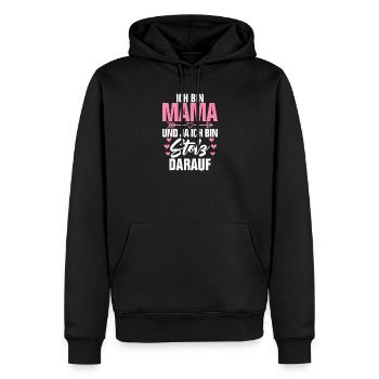 Ich Bin Mama Und Ja Ich Bin Stolz Darauf - Männer Premium Bio Hoodie - Schwarz - Vorne - Nico (187cm)