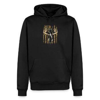 Chasse Pêche Christianisme Croix Foi Nature - Sweat à capuche Premium bio Homme - noir - Devant - Nico (187cm)