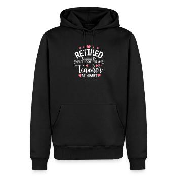 Enseignant retraité dans l’âme Retraité - Sweat à capuche Premium bio Homme - noir - Devant - Nico (187cm)