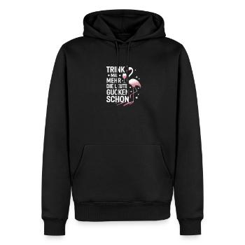  Trink Mal Mehr Die Leute Gucken Schon Flamingo - Männer Premium Bio Hoodie - Schwarz - Vorne - Nico (187cm)