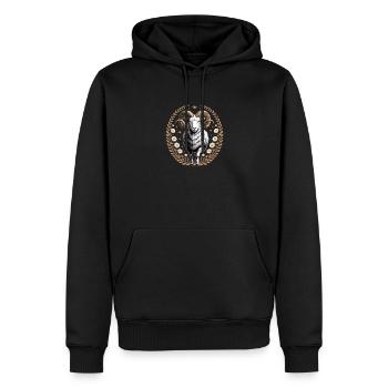 Widder Sternzeichen Mit Blüten Und Sternen - Männer Premium Bio Hoodie - Schwarz - Vorne - Nico (187cm)