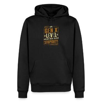 Le niveau de sarcasme de la génération X dépend de votre stupidité - Sweat à capuche Premium bio Homme - noir - Devant - Nico (187cm)