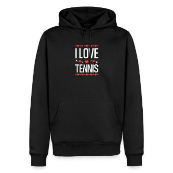 I Love Tennis  - Männer Premium Bio Hoodie - Schwarz - Vorne - Nico (187cm)