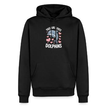 dauphin disant fille drôle dauphin cadeau - Sweat à capuche Premium bio Homme - noir - Devant - Nico (187cm)