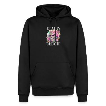 Fleurs Crâne Beauté Floraison - Sweat à capuche Premium bio Homme - noir - Devant - Nico (187cm)
