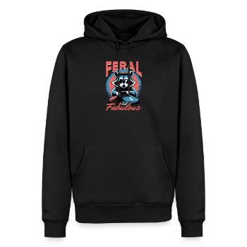 Funny Raccoon - Männer Premium Bio Hoodie - Schwarz - Vorne - Nico (187cm)